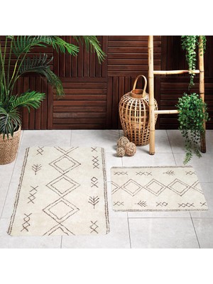 Eliana Home Dijital Baskı  Modern Banyo Halısı Ikili Banyo Paspası  LNA5140 100X60+60X50 cm