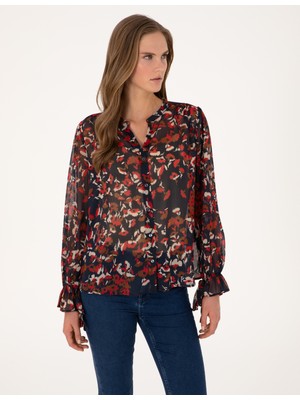 Pierre Cardin Kadın Lacivert Comfort Fit Bluz 50314085-VR033