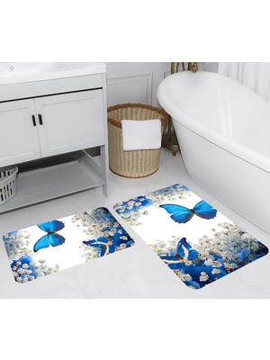 Eliana Home Dijital Baskı  Modern Banyo Halısı Ikili Banyo Paspası  LNA5275 100X60+60X50 cm