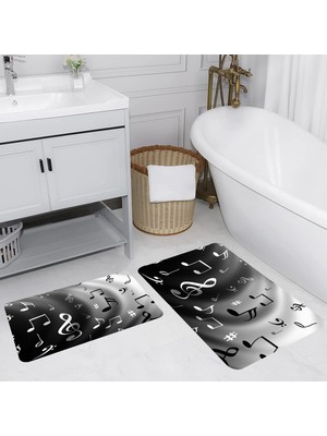 Eliana Home Dijital Baskı  Modern Banyo Halısı Ikili Banyo Paspası  LNA5152 100X60+60X50 cm
