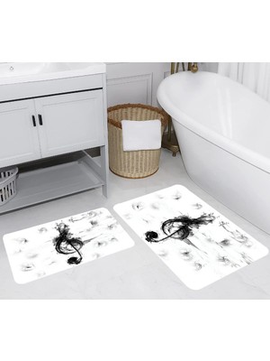 Eliana Home Dijital Baskı  Modern Banyo Halısı Ikili Banyo Paspası  LNA5268 100X60+60X50 cm