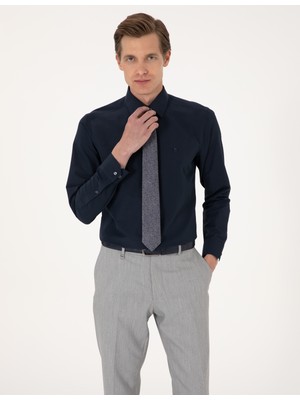 Pierre Cardin Erkek Lacivert Slim Fit Uzun Kollu Basic Gömlek 50316734-VR033