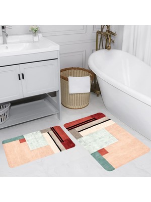 Eliana Home Dijital Baskı  Modern Banyo Halısı Ikili Banyo Paspası  LNA5170 100X60+60X50 cm