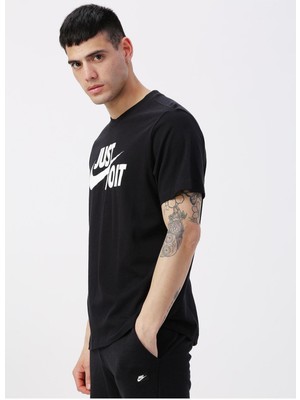 Siyah - Beyaz Erkek T-Shirt AR5006-011 M Tee Just Do It Swoosh