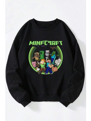 T Rex Machine Tasarım Sırt Baskılı Siyah Sweatshirt
