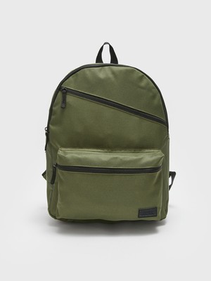 3 Gözlü Okul Sırt Çantası Laptop Bölmeli Sırt Çantası Haki 43 cm