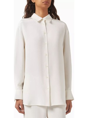 Relaxed Fit Mulberry Ipek Gömlek, Düşük Omuzlu, Zamansız ve Şık Tasarım