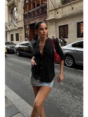 Poulina Flamlı Keten Gömlek 3257-08