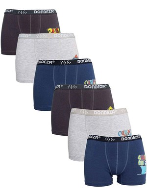 6 Adet Düz Baskılı Erkek Çocuk Boxer 506