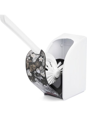 Çiçek Desenli Ekru Tuvalet Fırçası, Şık ve Temiz Kullanım Için Ideal