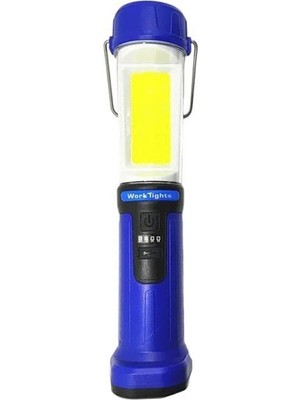 HK-802 Şarjlı 30 Beyaz + 20 Mavi-Kırmızı Smd LED / 55 Cob Ledli 5 Modlu Çalışma Lambası