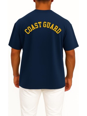 Oversize Coast Guard Sırt Tasarımlı Unisex T-Shirt