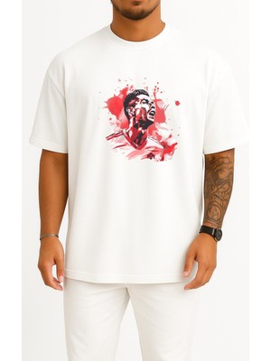 Oversize Splash Cristiano Ronaldo Göğüs Tasarımlı Unisex T-Shirt