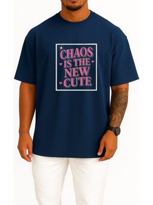 Oversize Chaos Is The New Cute Göğüs Tasarımlı Unisex T-Shirt