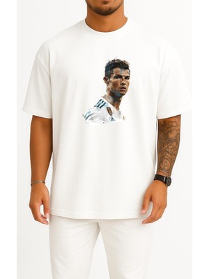 Oversize Cristiano Ronaldo Angry Göğüs Tasarımlı Unisex T-Shirt