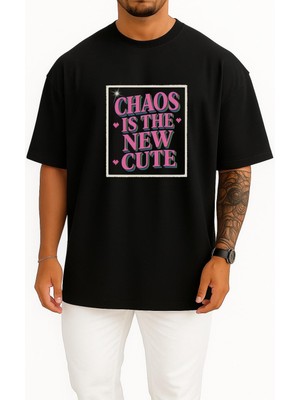 Oversize Chaos Is The New Cute Göğüs Tasarımlı Unisex T-Shirt