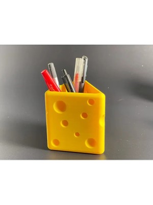 Peynir Desenli Kalemlik 10 cm Masa Üstü Organizer Kalem ve Aksesuar Düzenleyici