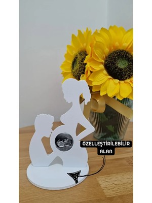 Bebek Ultrason Hamilelik Resim Çerçevesi Ilk Fotoğraf 3 cm Çap Özelleştirilebilir Yazı (Fotoğrafsız)