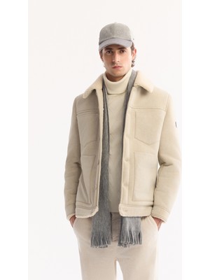 Avva Erkek Ekru Kürklü Yaka Napa Comfort Fit Mont A52Y6057