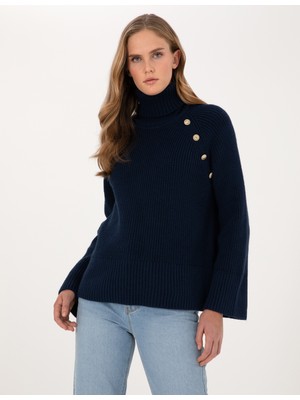 Pierre Cardin Kadın Lacivert Comfort Fit Balıkçı Yaka Kazak 50310923-VR033
