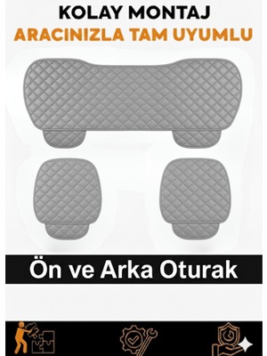 Nissan Cima / Cedric / Gloria / Leopard 1985–2000 Uyumlu 3 Parça Kapitone Oturak Araba Koltuk Suni Deri Gri - Kaymaz | Trobus