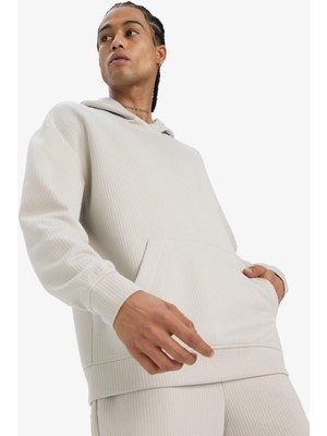 DeFacto Boxy Fit Kapüşonlu Kanguru Cepli Jakarlı Sweatshirt E9308AX25AU