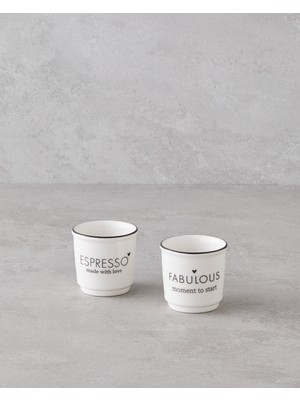English Home Fabulous Bone Porselen 2’li Espresso Fincan 90 ml Beyaz