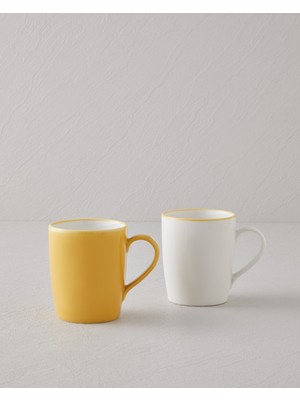 English Home Sway Bone Porselen 2'li Kupa 255 ml Sarı