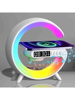Wolawood Akıllı Kablosuz Şarj Standı Bluetooth Hoparlör Müzik Saat Işıklı Lamba Çok Fonksiyonlu Ses Makinesi Özel Üretim Set
