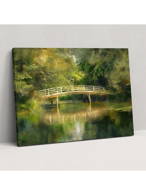 Popcas Claude Monet Manzara Tablosu - Gölet Üzerinde Köprü Kanvas Tablo - Claude Monet Kanvas Duvar Sanatı