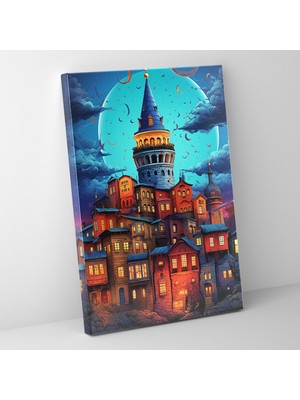Popcas Galata Kulesi Kanvas Tablo - Canlı Renkler Masalsı Tema