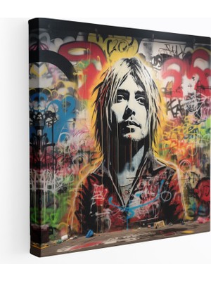 Popcas Kurt Cobain Duvar Sanatı - Kanvas Tablo Duvar Dekorasyonu Ev Dekorasyonu