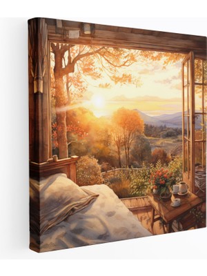 Popcas Gerçekçi Suluboya Kırsal Manzara Kanvas Tablo - Güneşin Doğuşu