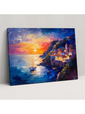 Popcas Leonid Afremov Tablo Baskısı - Romantik Şehir Manzaralı Günbatımı - Leonid Afremov Duvar Dekorasyonu Duvar Sanatı Ev Dekorasyonu