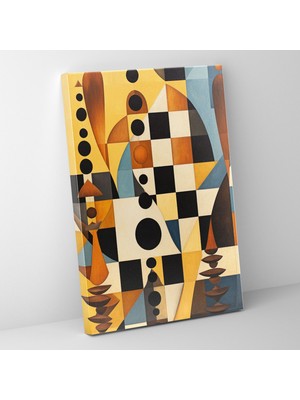 Popcas Satranç Geometrik Kanvas Tablo - Duvar Sanatı Şah Mat Desenler Duvar Dekorasyonu