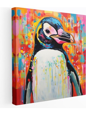 Popcas Penguen Kanvas Tablo - Modern Pop Penguen - Duvar Sanatı Kanvas Duvar Sanatı Cesur Desenler