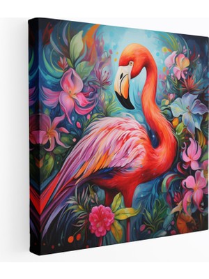 Popcas Flamingo Kanvas Tablo - Tropikal Çiçekler ile
