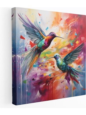 Popcas Soyut Kuş Duvar Dekorasyonu - Kuş Duvar Dekorasyonu Kanvas Tablo