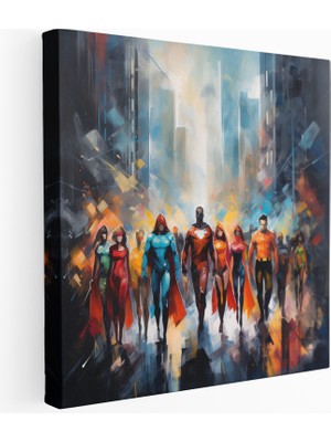 Popcas Modern Süper Kahraman Şehri Kanvas Tablo