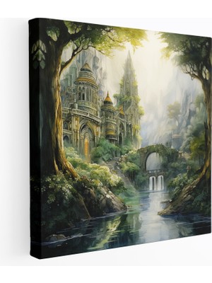 Popcas Orta Dünya Lothlórien Duvar Dekorasyonu - Orta Dünya Ev Dekorasyonu Huzurlu Suluboya Tablo Sanatı Kanvas Duvar Sanatı