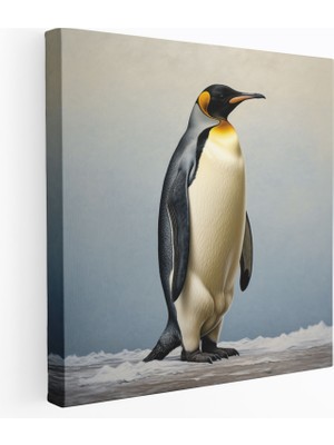 Popcas Kral Penguen Kanvas Tablo - Yağlı Boyada Muhteşem Güzellik - Penguen Kanvas Tablo Gerçekçi Yağlı Boyama