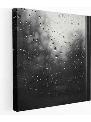 Popcas Yağmurlu Pencere Kanvas Tablo - Yağmur Kanvas Tablo Huzur Pencere Camı