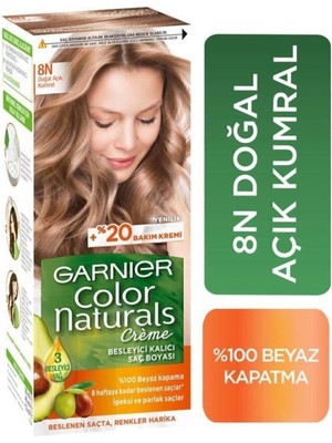 Garnier Color Naturals Krem Saç Boyası - Doğal Açık Kumral 3, Besleyici Yağlar ile %100 Beyaz Kapatma ve Kalıcı Etki Sağlar