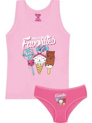 Öts Kız Çocuk Atlet Külot Likralı Pembe Dondurma (%96 Pamuk - %4 Elastan)