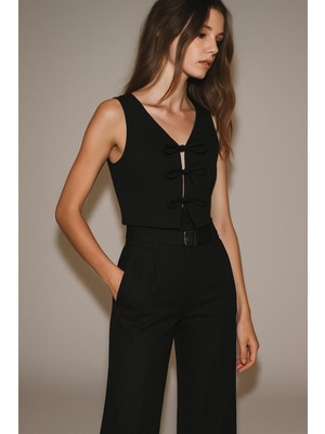 Ip Detaylı Kumaş Ceket & Pantolon Takım