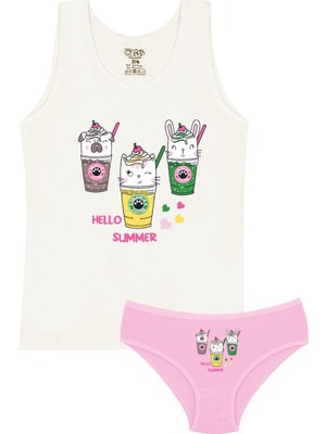 Öts Kız Çocuk Atlet Külot Likralı Ekru Dondurma (%96 Pamuk - %4 Elastan)