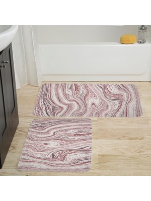 Eliana Home Dijital Baskı  Modern Banyo Halısı Ikili Banyo Paspası  LNA5002 100X60+60X50 cm