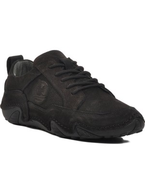 Siyah Nubuk Hakiki Deri Erkek Günlük Ayakkabı