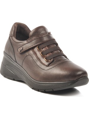 Kahve Hakiki Deri Anatomik Taban Kadın Günlük Ayakkabı Z010 Z