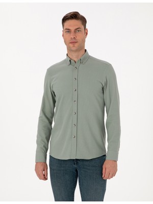 Pierre Cardin Erkek Açık Yeşil Slim Fit Uzun Kollu Gömlek 50311562-VR255